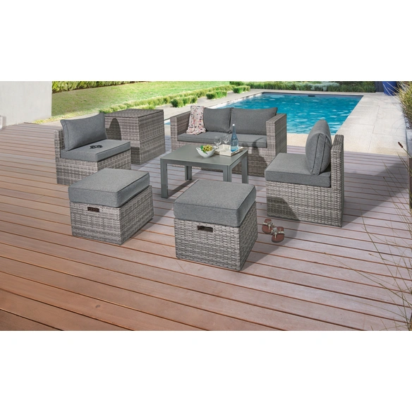Loungeset »Basal«, 6 Sitzplätze, Polyrattan/Polyester, inkl. Auflagen