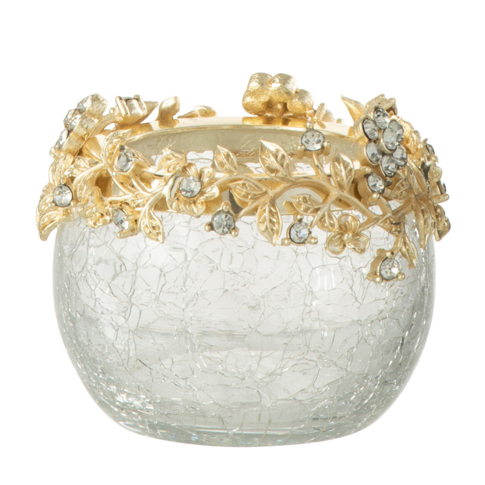 J-Line kaarshouder Volve - metaal/glas - goud/transparant - small