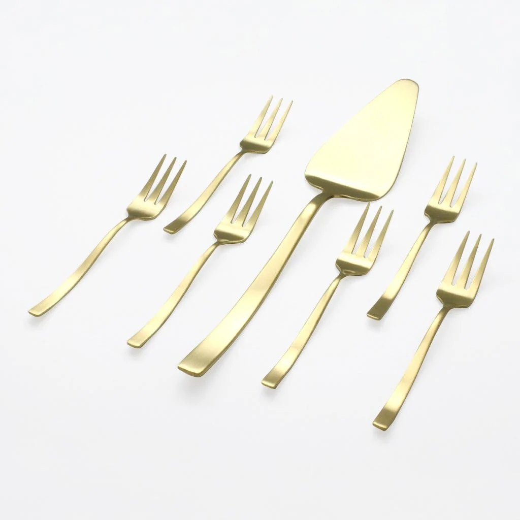 Faqueiro de 7 peças Bolo Dourado HOTEL