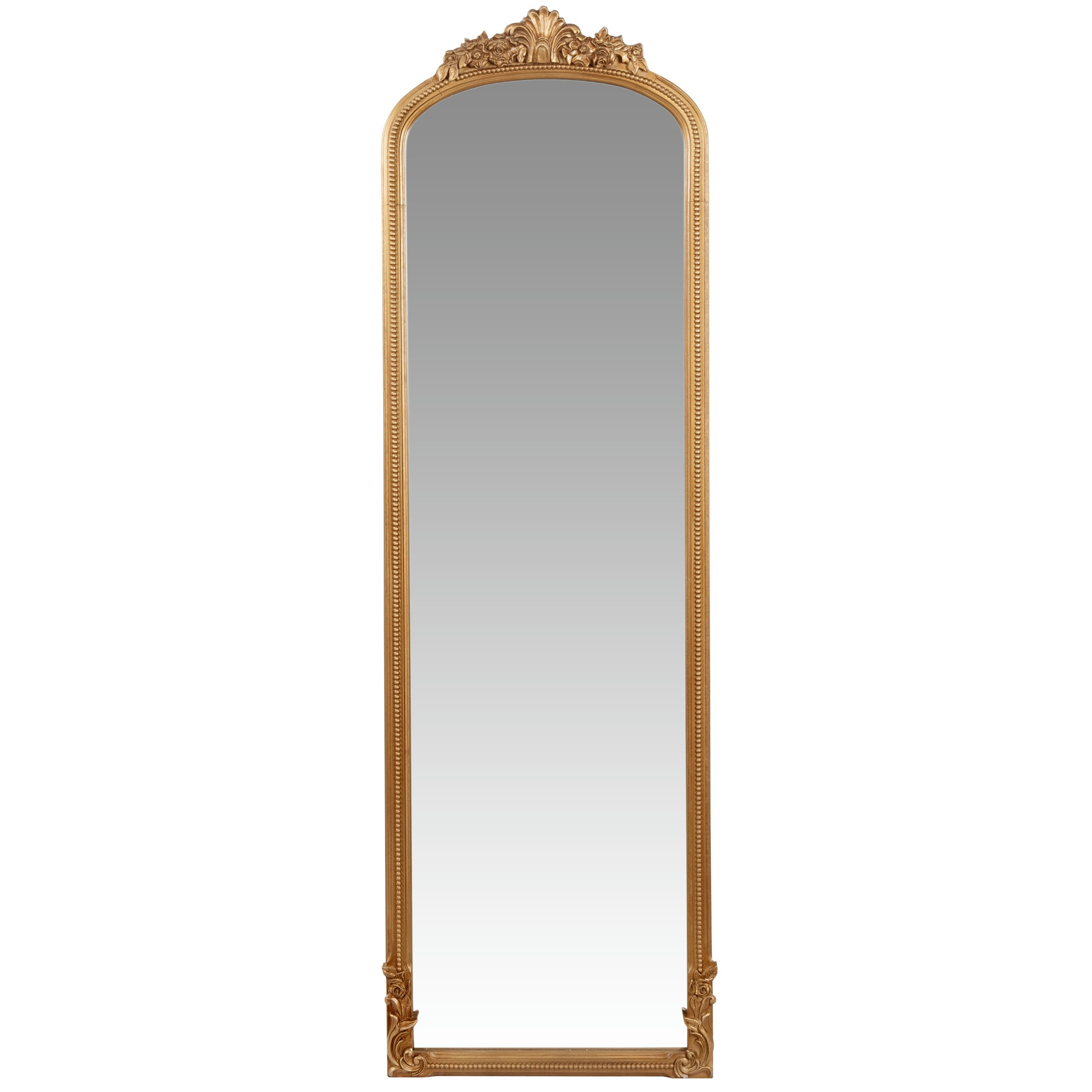 ELISABETH - Miroir rectangulaire sur pied à moulures dorées 43x140
