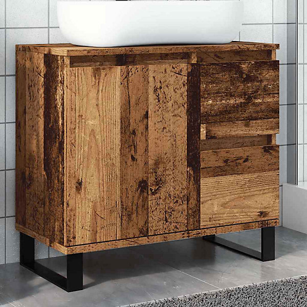Armoire de lavabo de salle de bain vieux bois 65x33x60 cm vidaXL