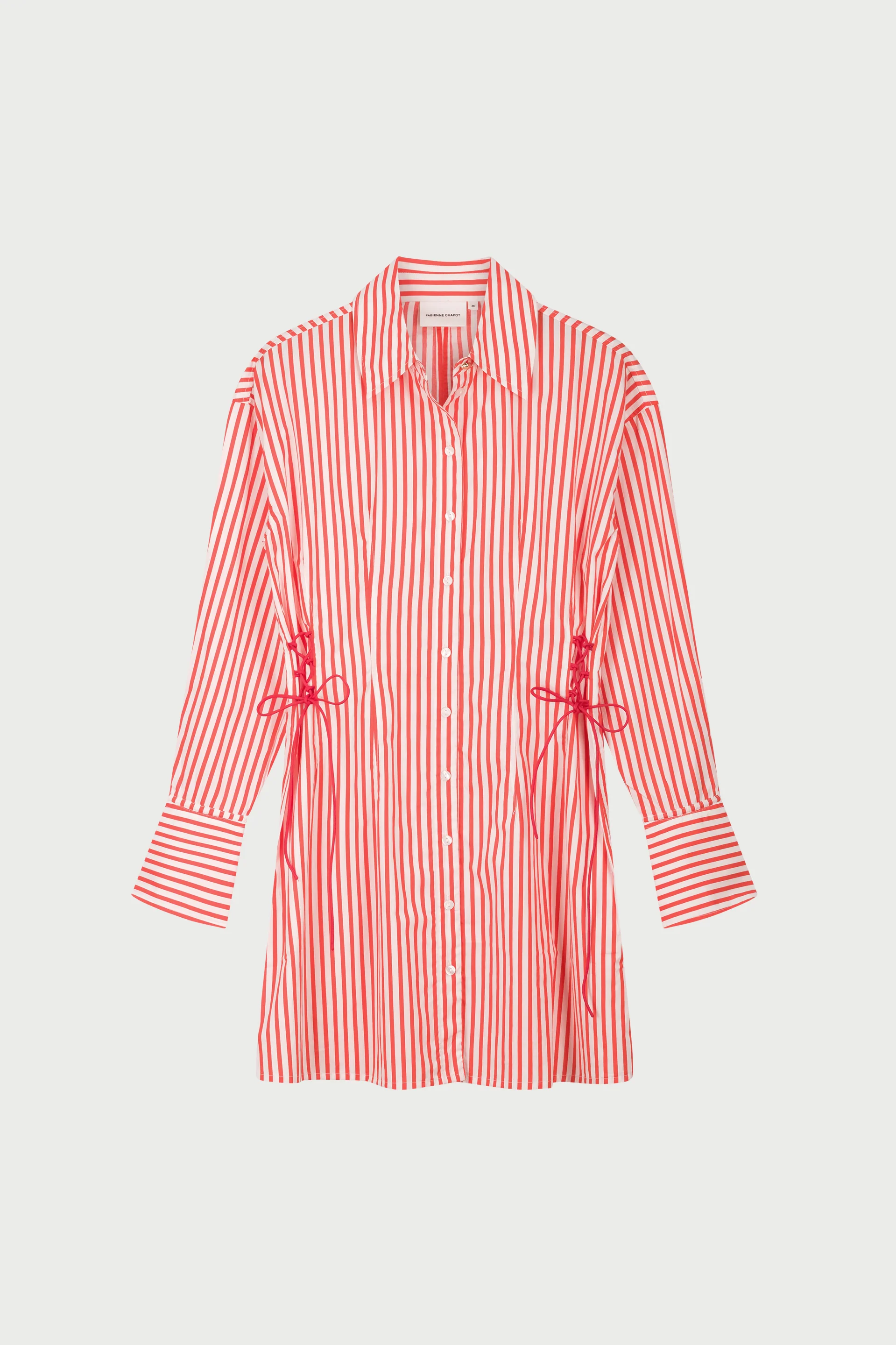 Coletta Red Shirt Stripe Dress | Cosy White/Tangerine Tango