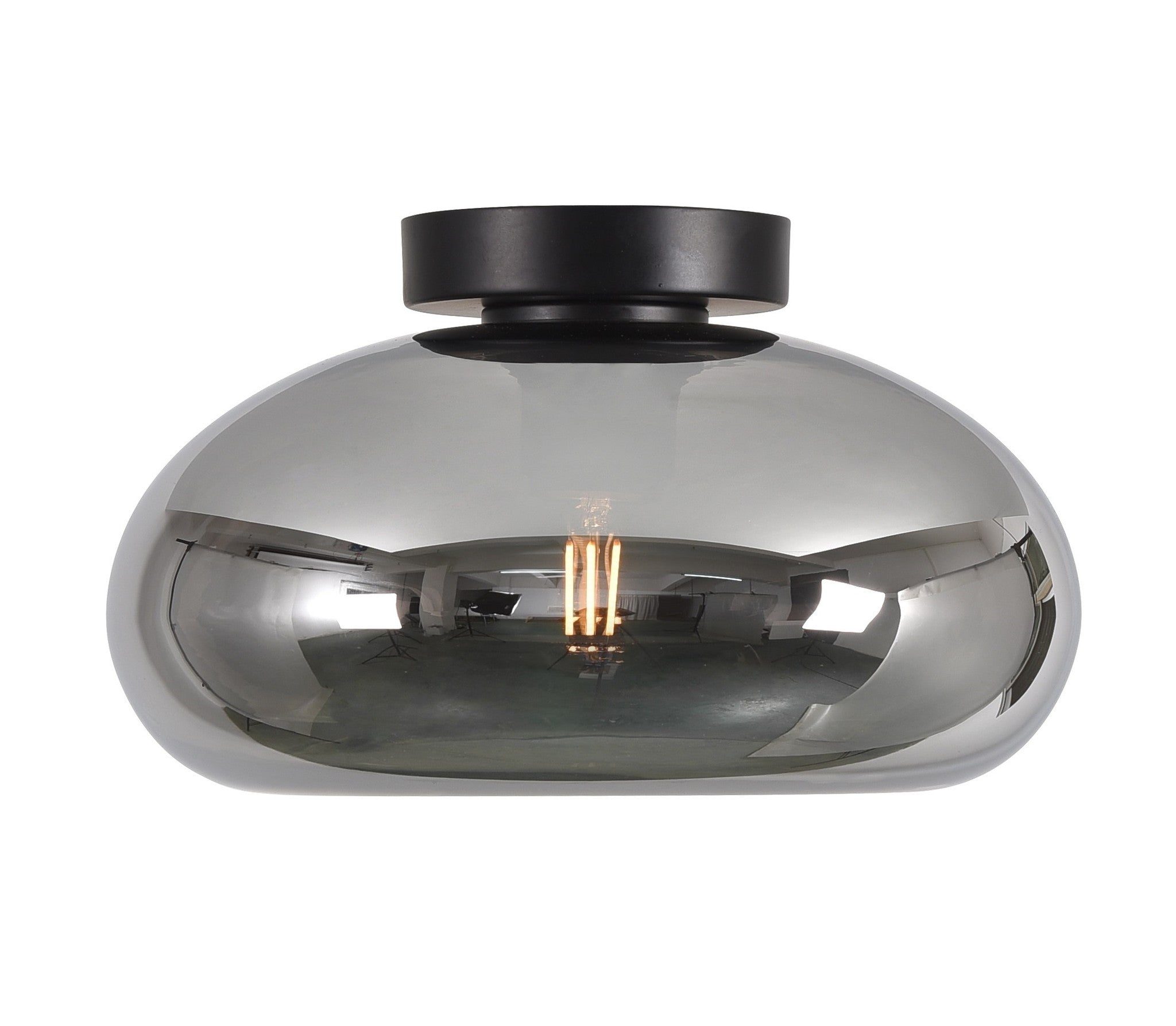 Artdelight Plafondlamp Paradise Zwart & Smoke Glas 28cm