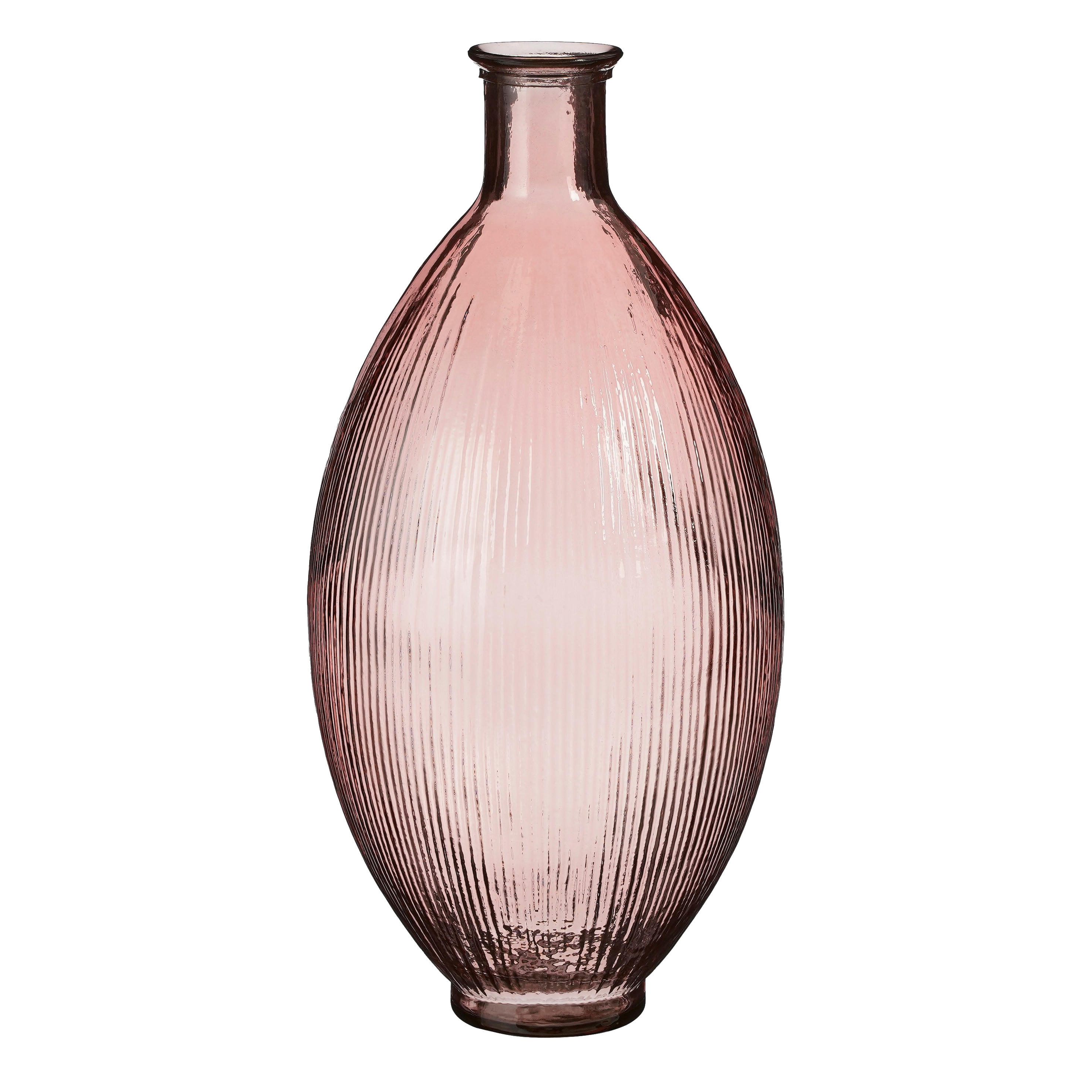 FIRENZA - Vase bouteille en verre recyclé rose clair H59