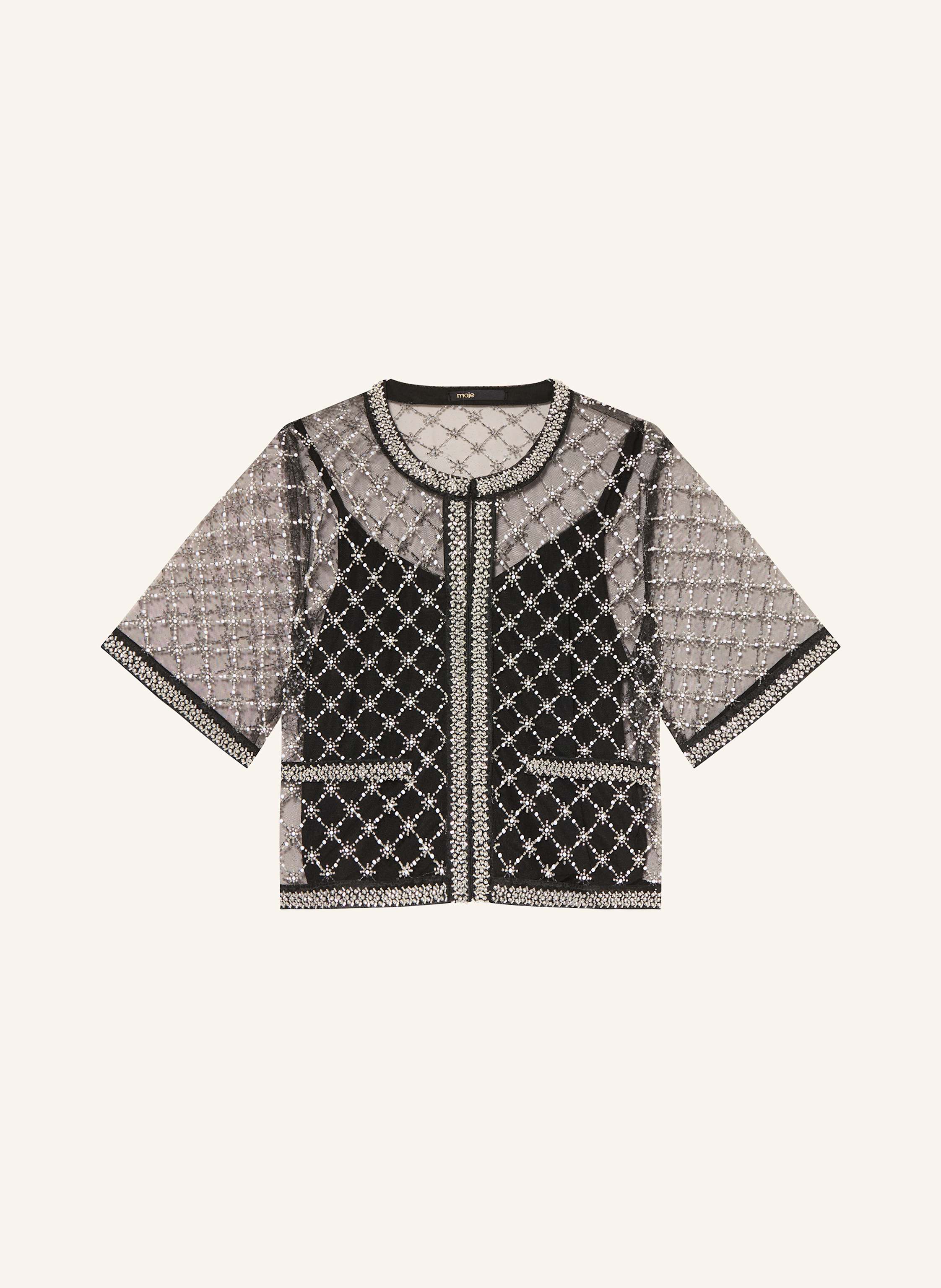 maje Blusenshirt mit Schmucksteinen