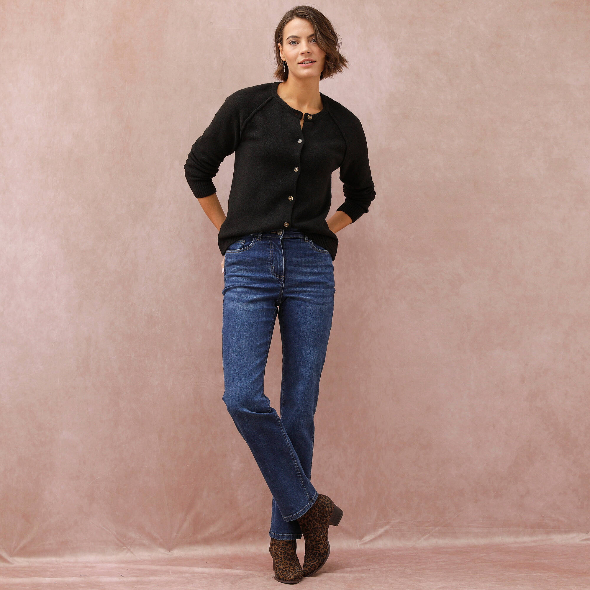 Gilet boutonné, maille moelleuse en laine mélangée