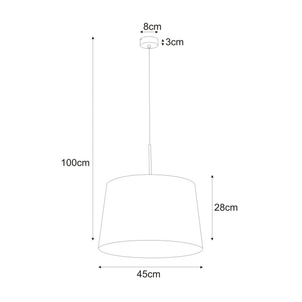 Lampa wisząca czarna REMI 1xE27x60W wym: 100x45x45 cm Kaja