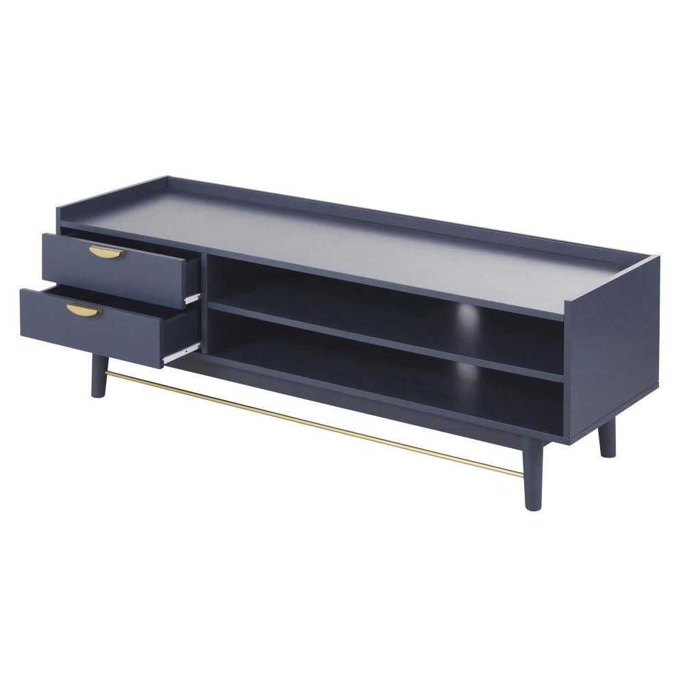 Penelope - Meuble TV 2 tiroirs bleu foncé
