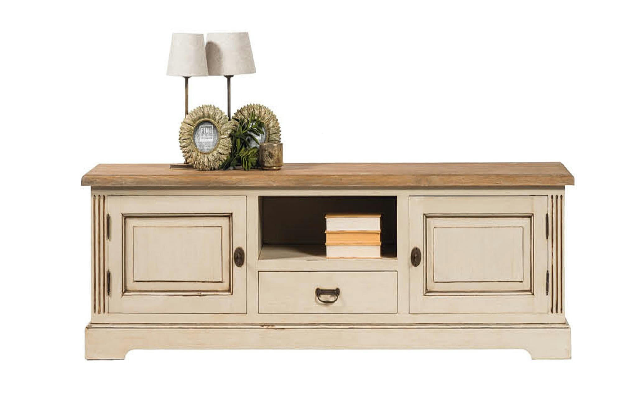 CAPUCINE - Meuble TV bas 2 portes 1 niche en bois