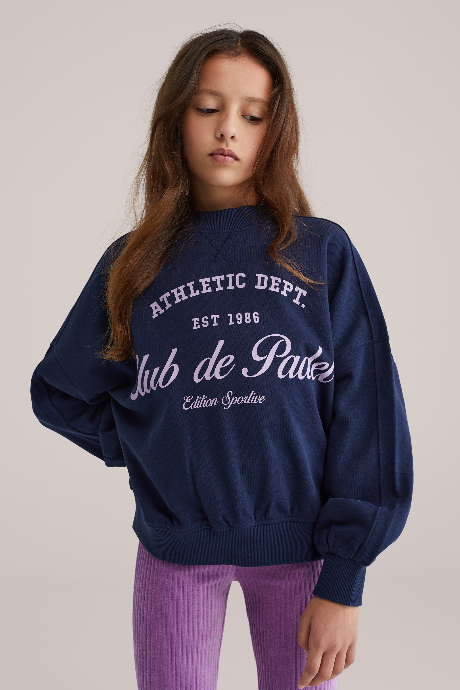 Meisjes oversized sweater met print