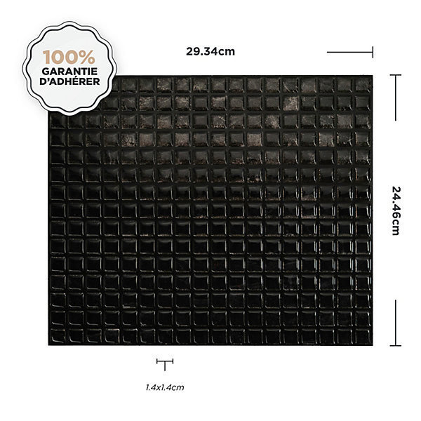 Crédence Adhésive Cuisine et Salle de Bain x4 - Carrelage Mural Smart Tiles, Noir - 29,34 x 24,49cm