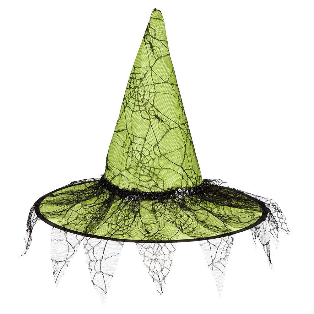 Chapeau de sorcière Halloween avec dentelle Ø40xH37cm