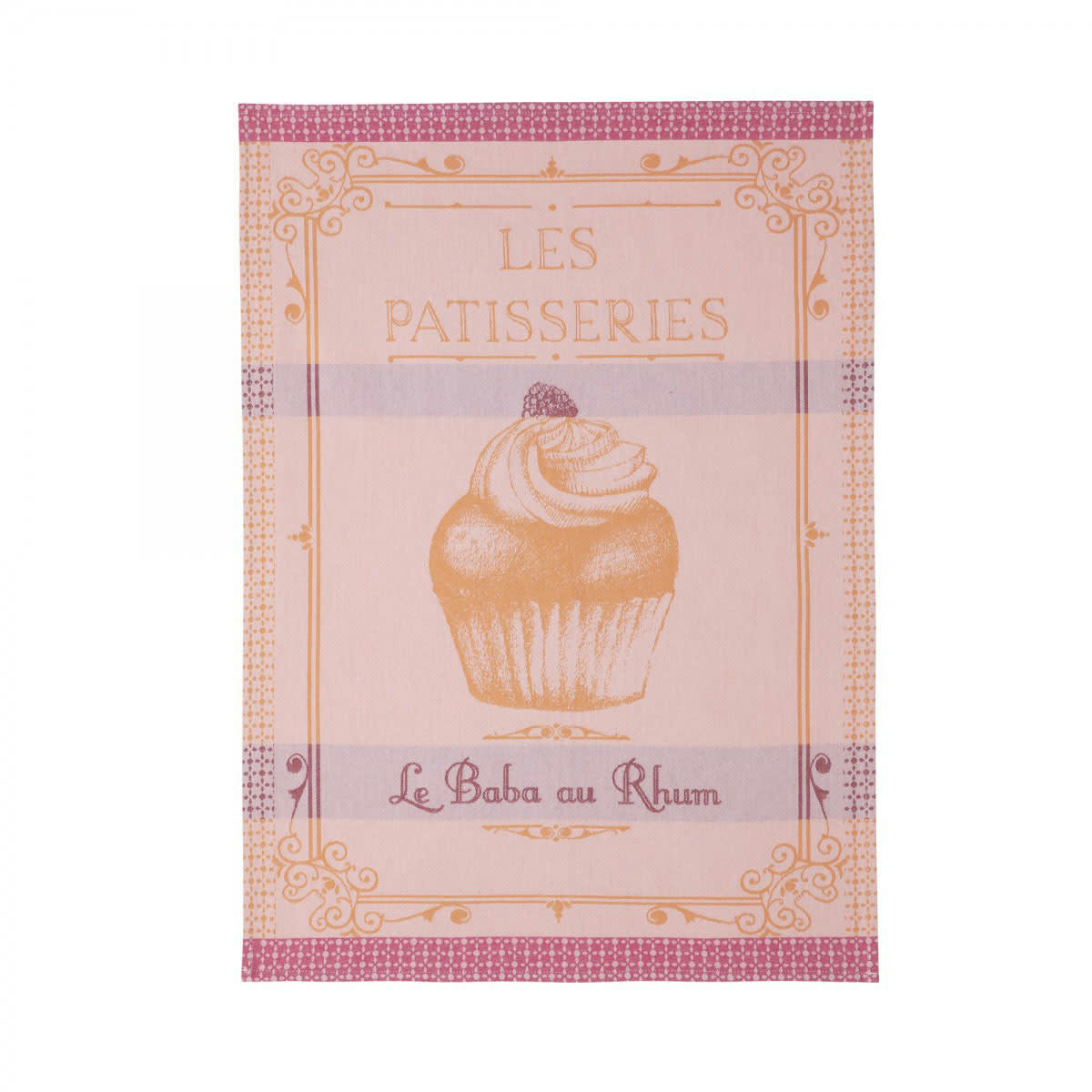 BABA AU RHUM - Torchon en jacquard de coton rose 50x75