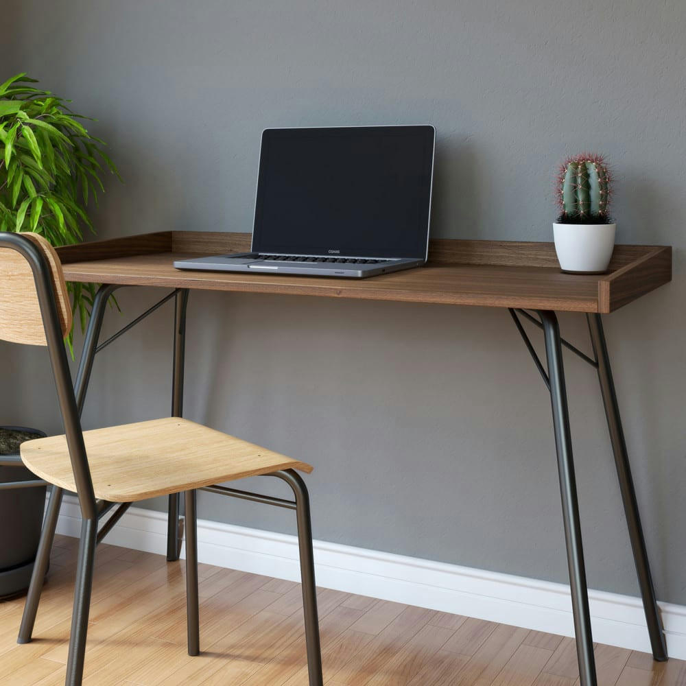 RAYBURN - Bureau design métal et bois foncé