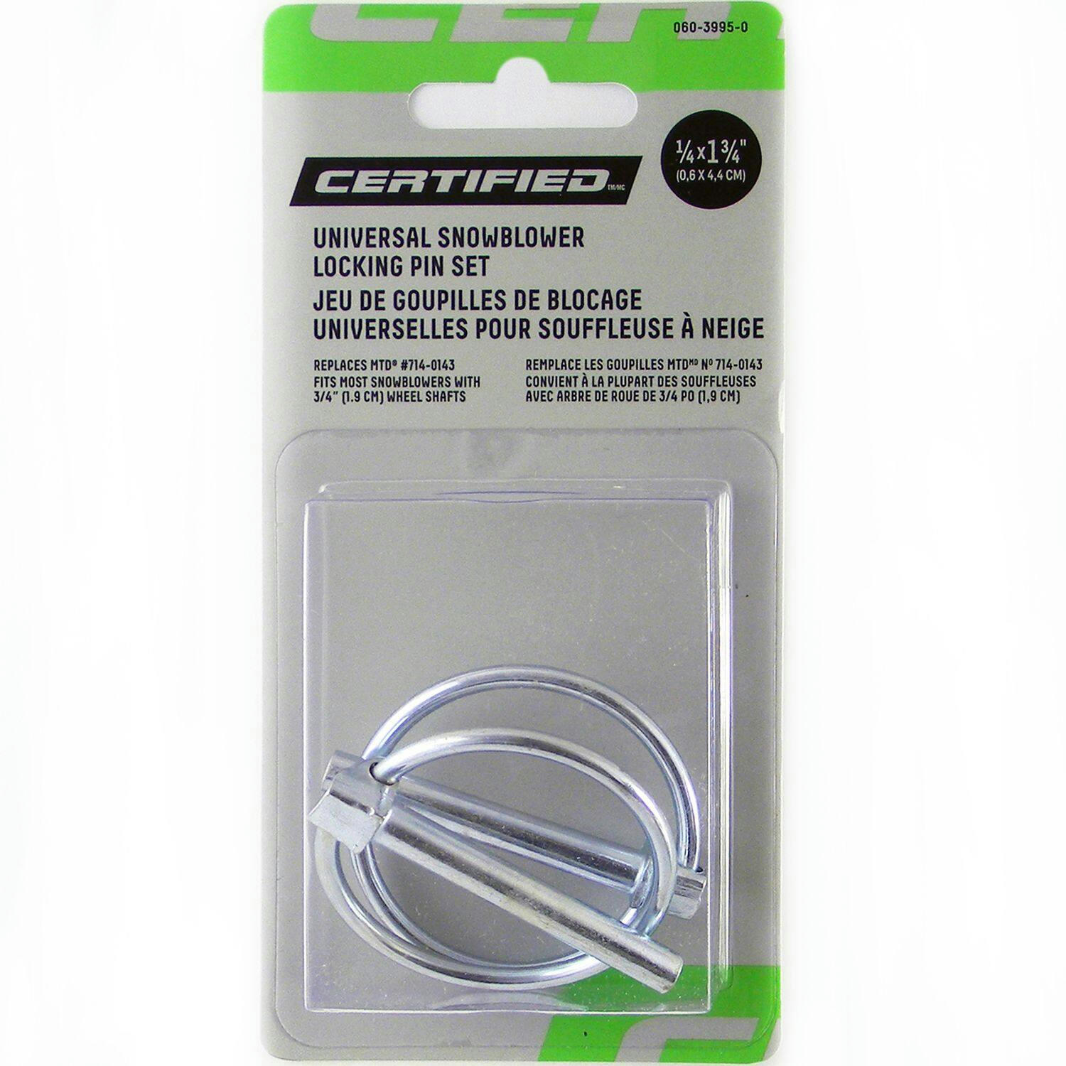 Certified Snowblower Replacement Wheel Locking Pins for 3/4-in wheel shafts