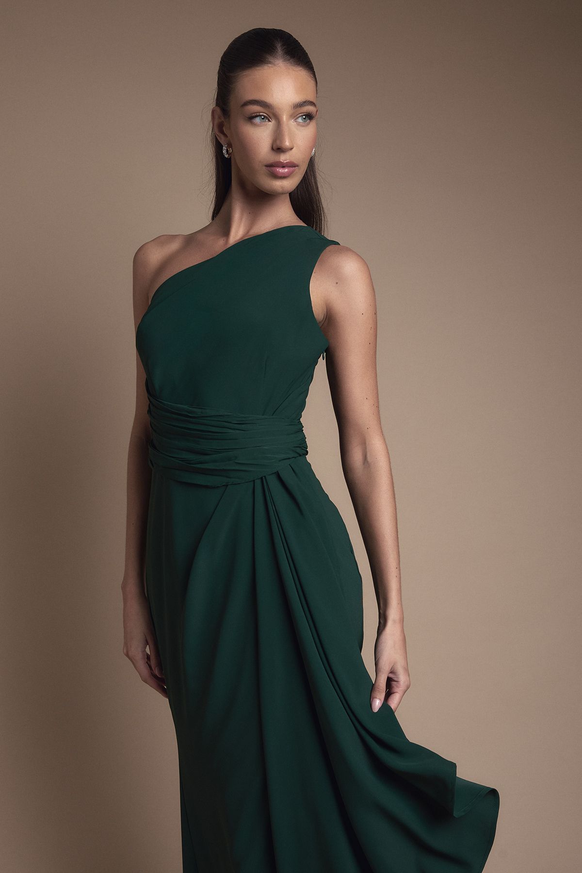 Coast One Shoulder Sash Waist Maxi Bridesmaid Dress
