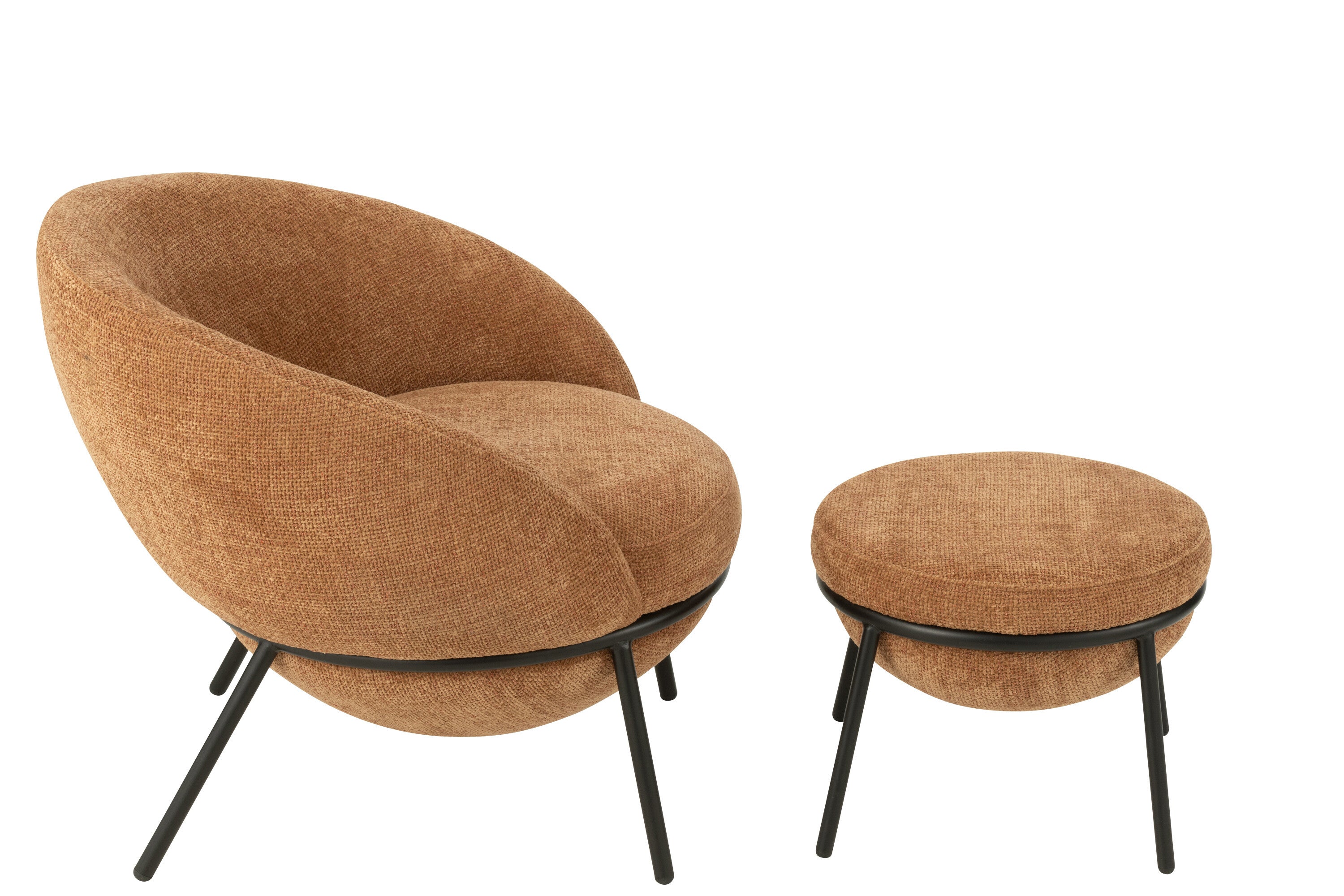 J-Line loungestoel   poef - ijzer - terracotta/zwart