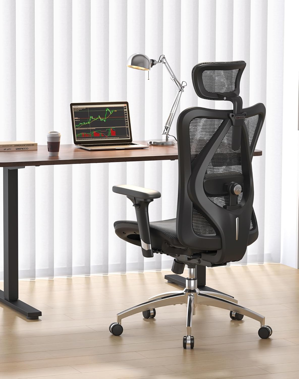 SIHOO M57 Ergonomic Mesh Office Chair, High Back Home Desk Chair with 3D Armrests, Lumbar Support and Adjustable Headrest, Comfortable Computer Chair, Big & Tall Office Chair Hold 330 LBS-Black