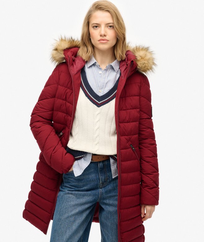 Fuji Faux Fur Hooded Mid Length Coat