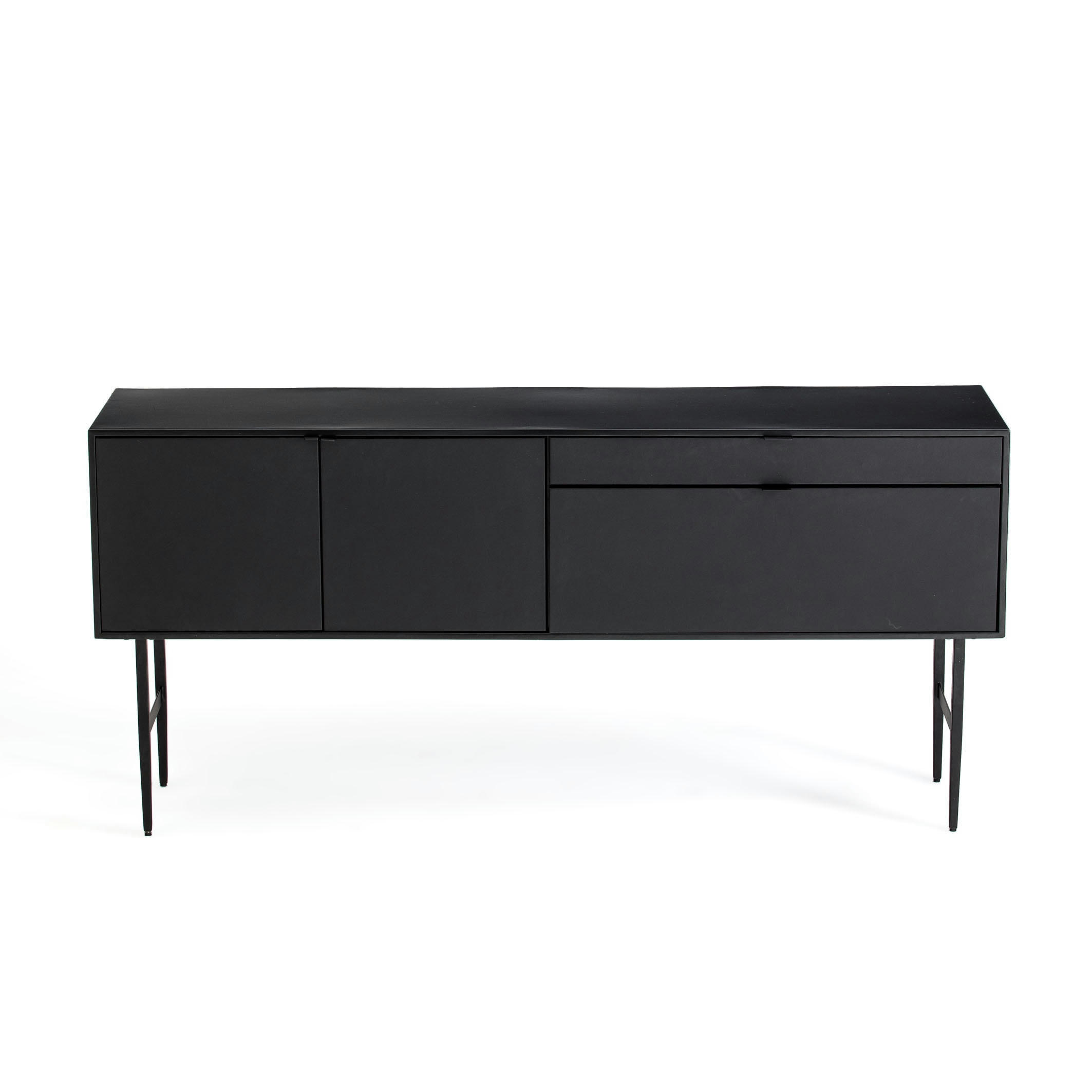 Buffet enfilade métal acier et cuir, Réalto