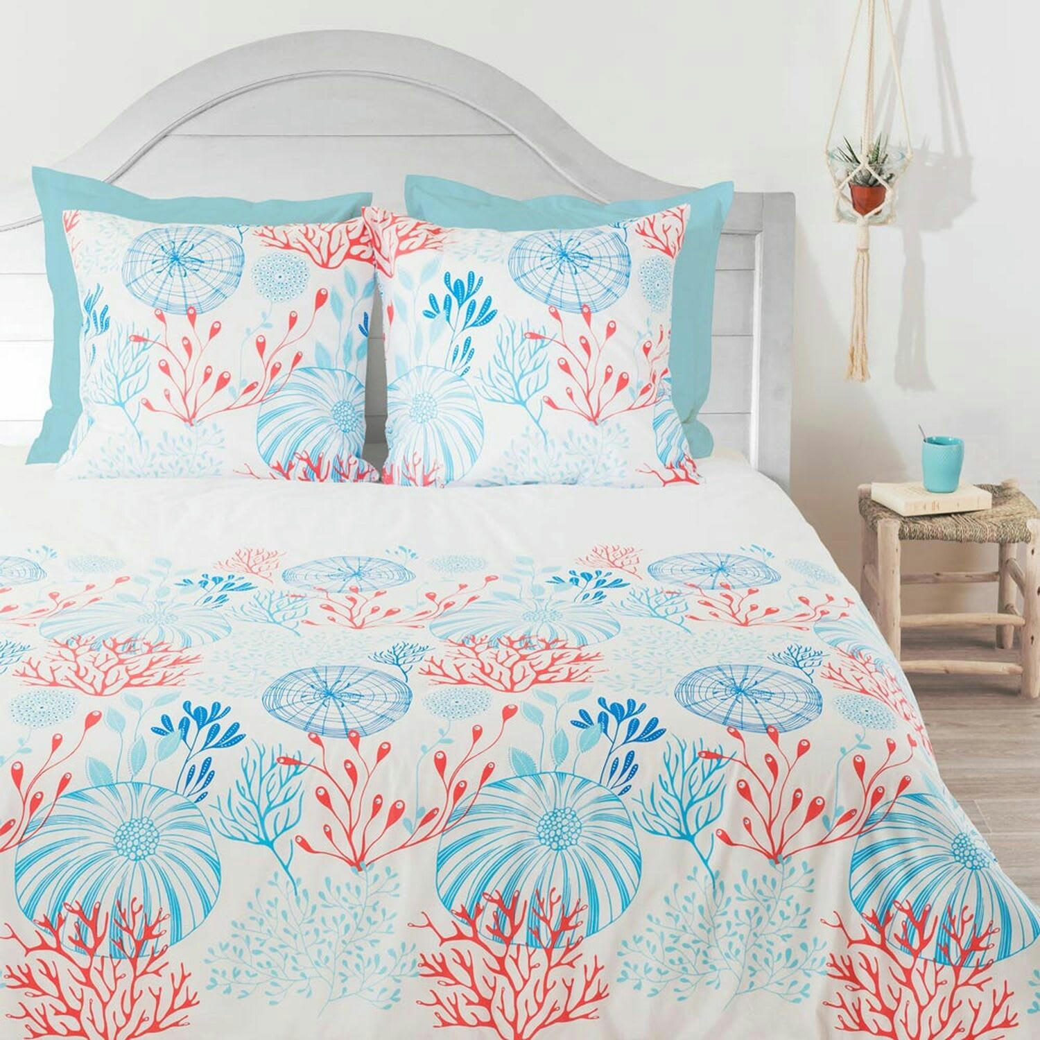 HECTOR - Parure housse de couette coton bio rouge 240x260 cm