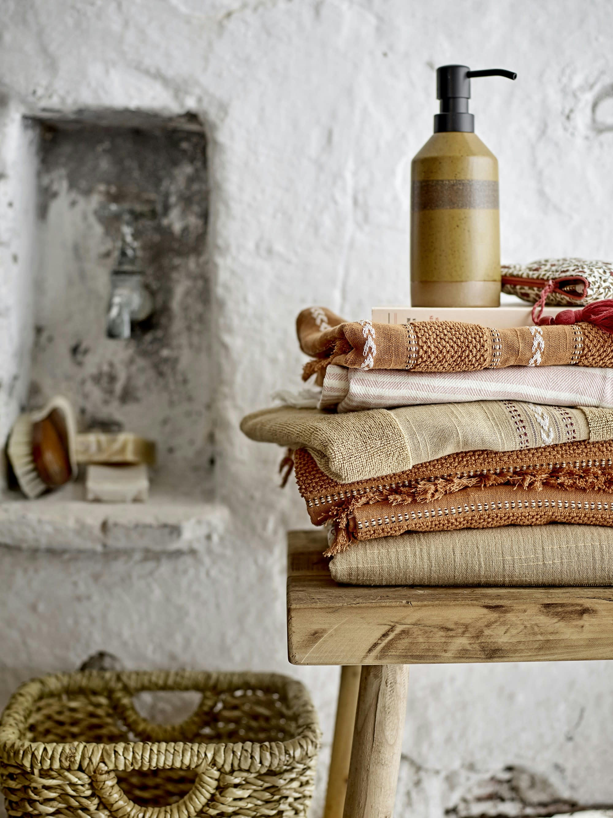 TENNIE - Panier en feuille de palmier beige