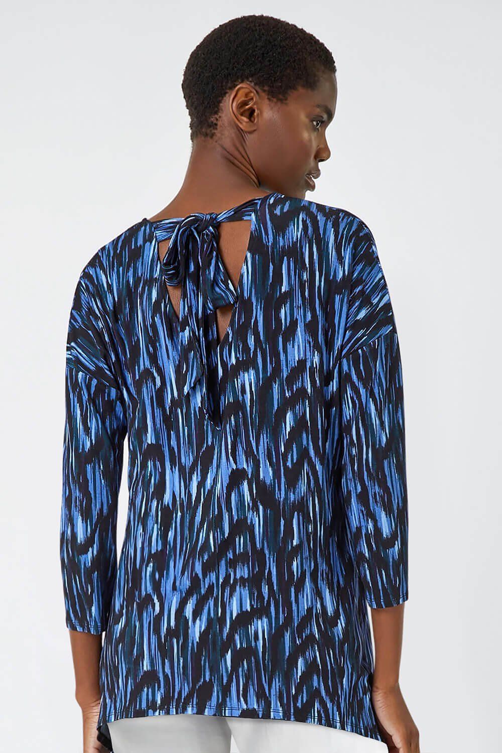 Roman Abstract Print Tie Back Stretch Top