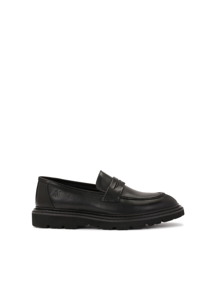 Black loafers on a thicker sole