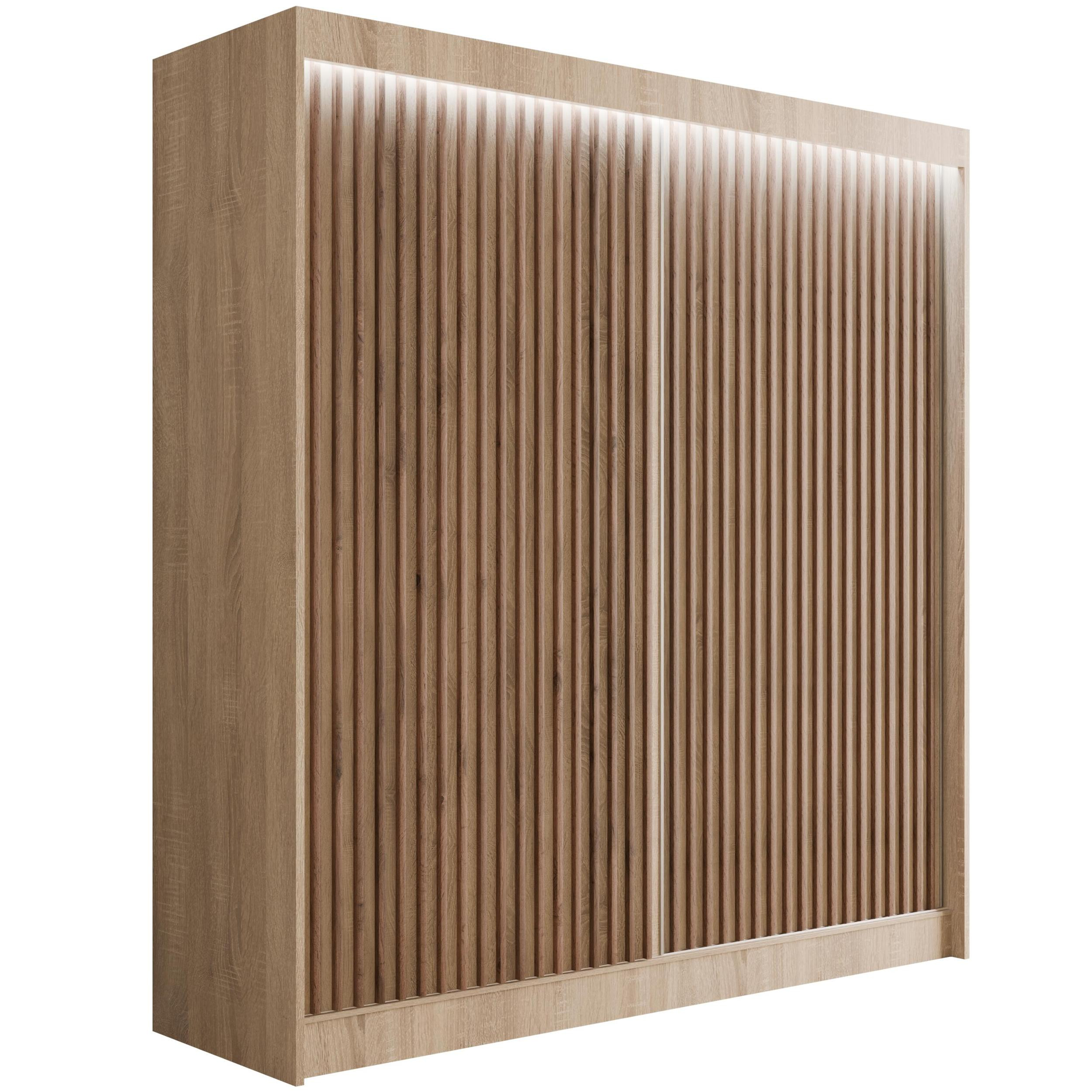 Szafa LED z drzwiami przesuwnymi i lamelami VILANv2 200 x 215 cm