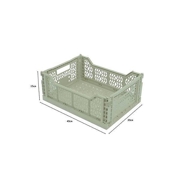 Lot 10 caisses de rangement pliables vert clair 40 x 30 x 15 cm
