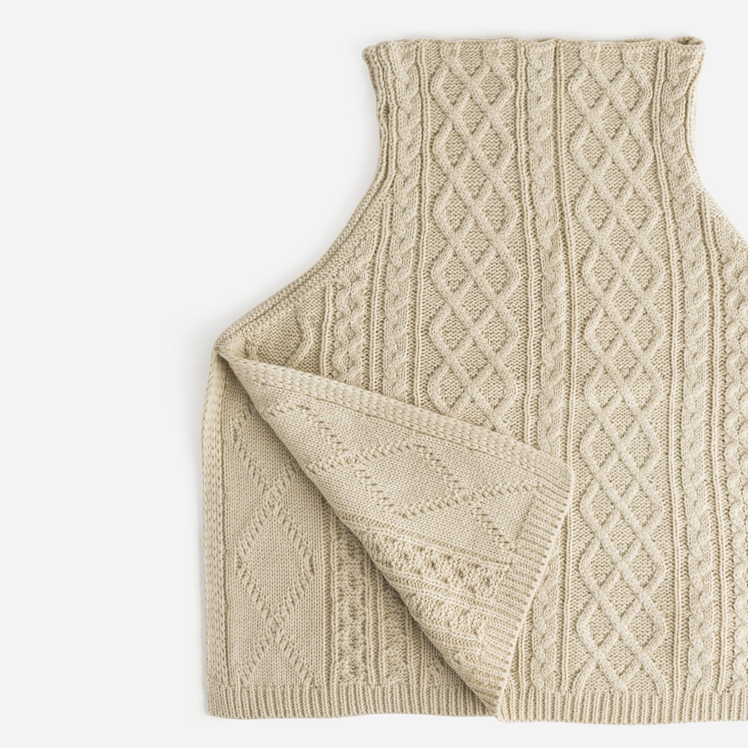 Col TEXTO beige amovible tricot torsades