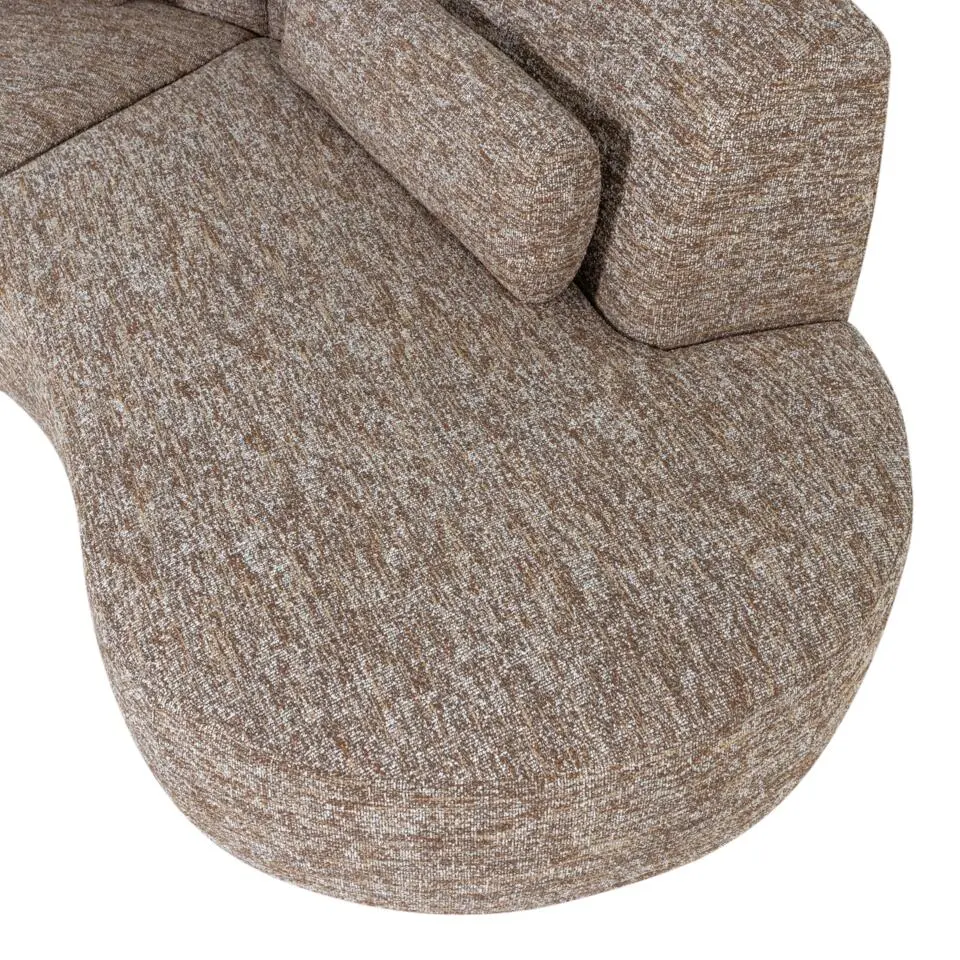 WOOOD Batavier Half Ronde Bank 4-Zits - Polyester - Lichtbruin