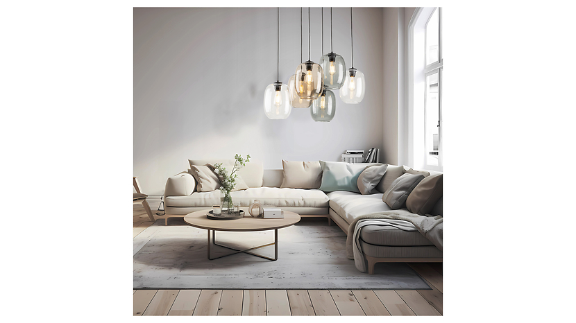 Lampa wisząca Elio 6-punktowa szklana czarna