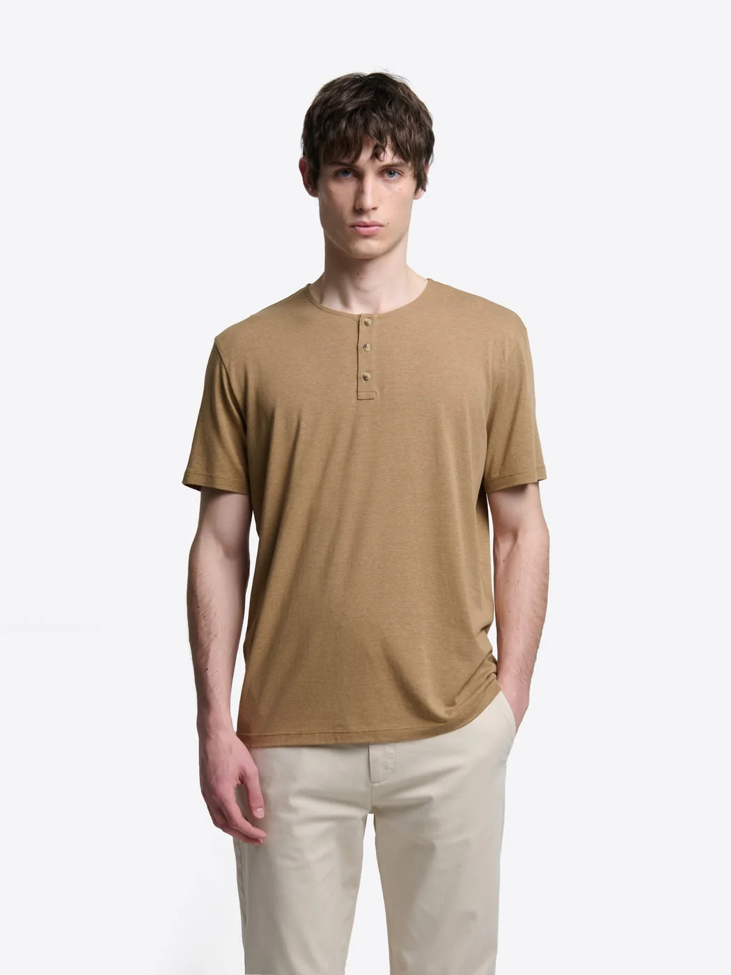 T-shirt col tunisien en lyocell