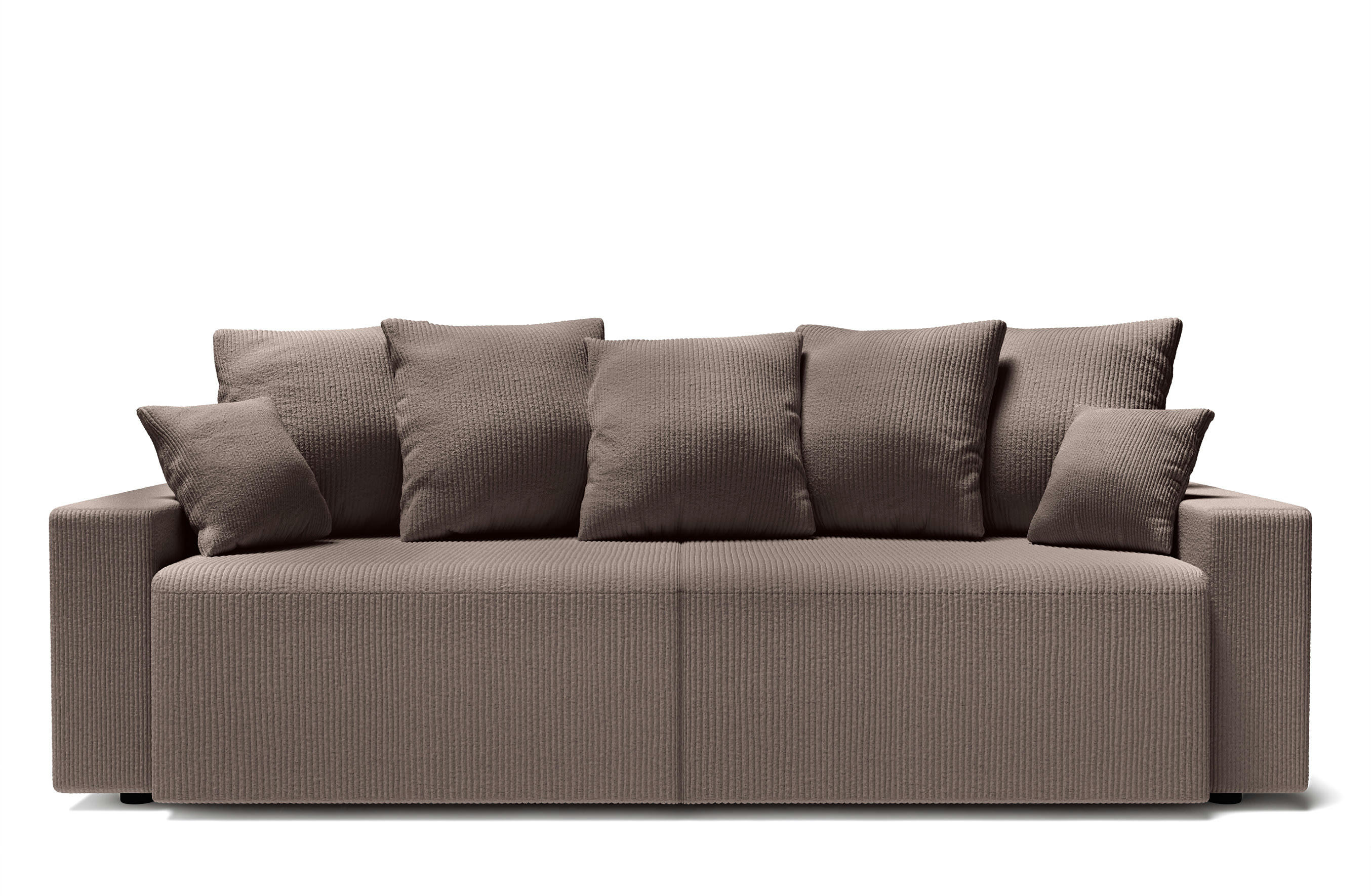 ALMA - Canapé droit convertible en velours côtelé 3 places taupe