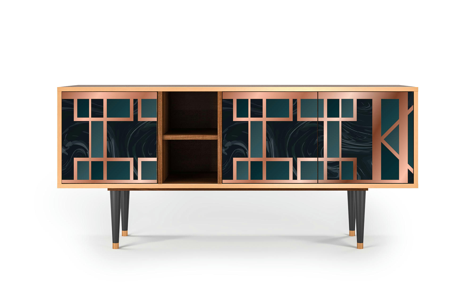 EMERALD METRO - Meuble TV  bleu-vert 3 tiroirs L 150 cm