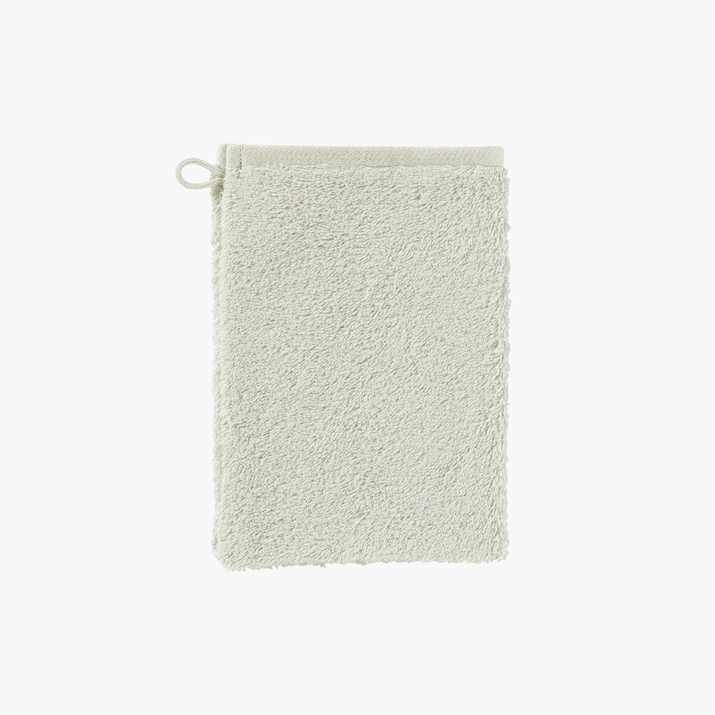 PAMPA 2 - Gant de toilette coton brodé bouclette vert 15x21