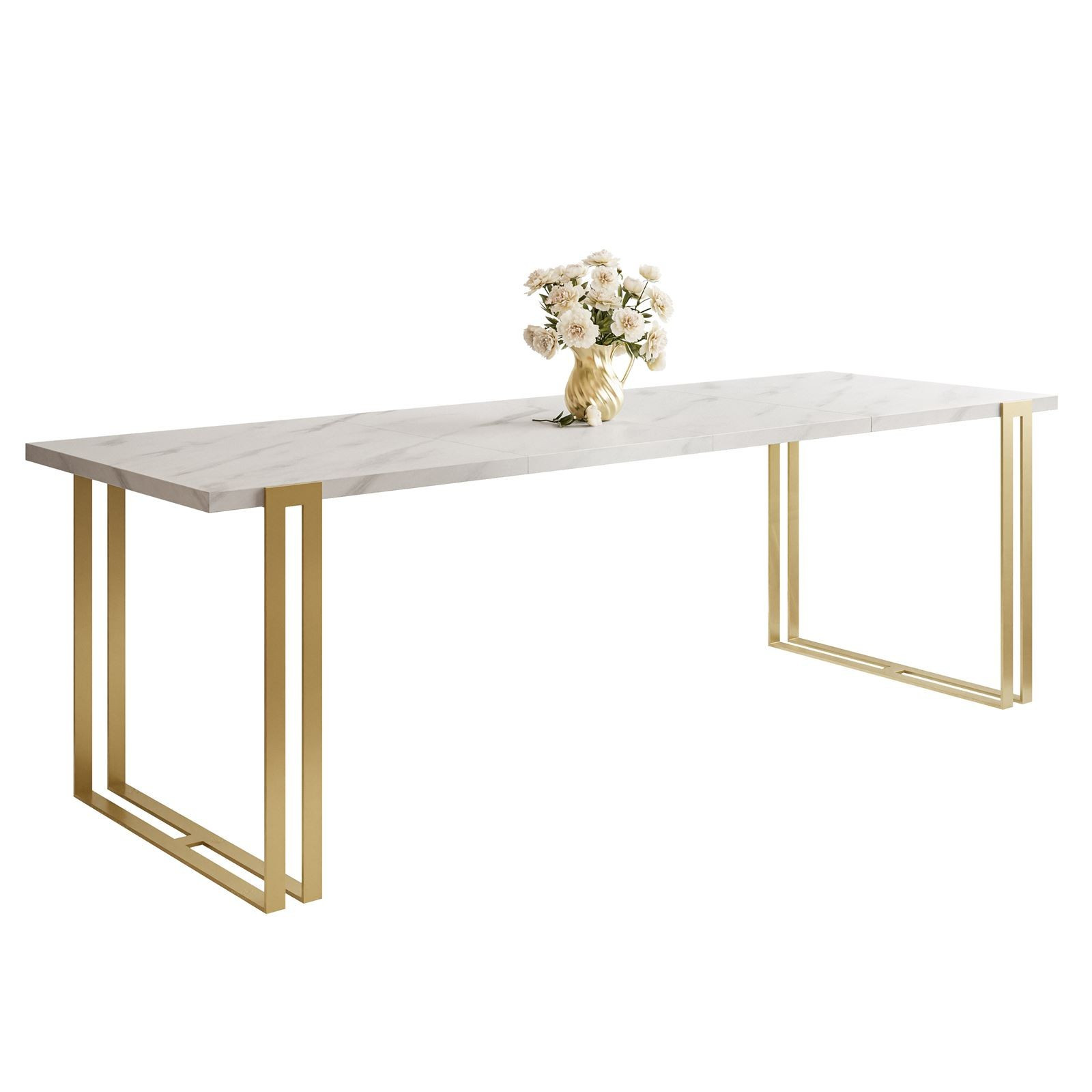 Stół rozkładany ACTON 120x80 złoty/marmur bianco