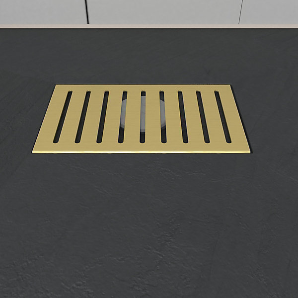 Grille rainurée en inox Or Doré Brossé pour receveur - 20.15x12.3x0.55cm - ROCK 2 GRID LINE