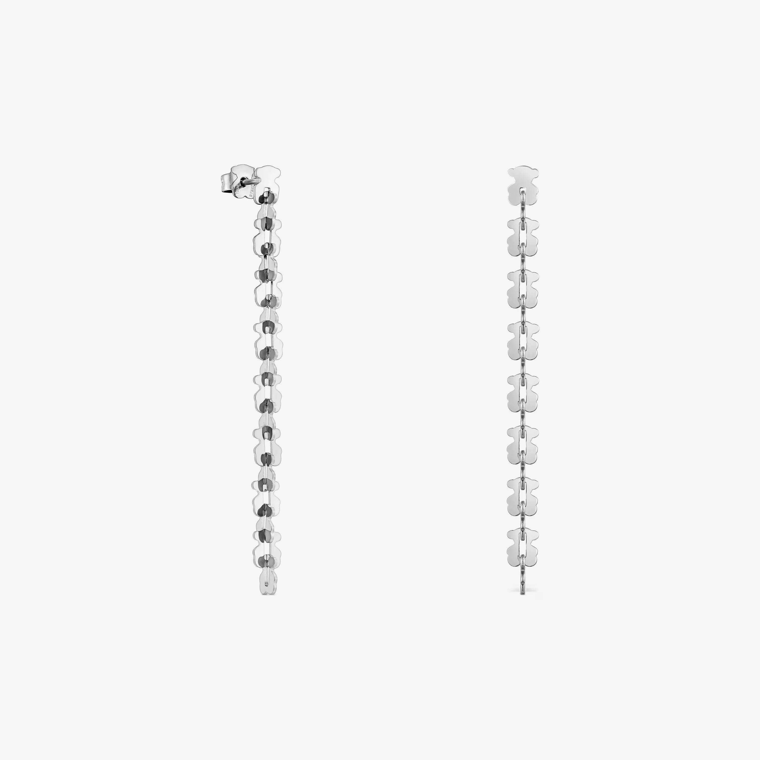 Pendientes largos de acero con motivos oso Carrusel