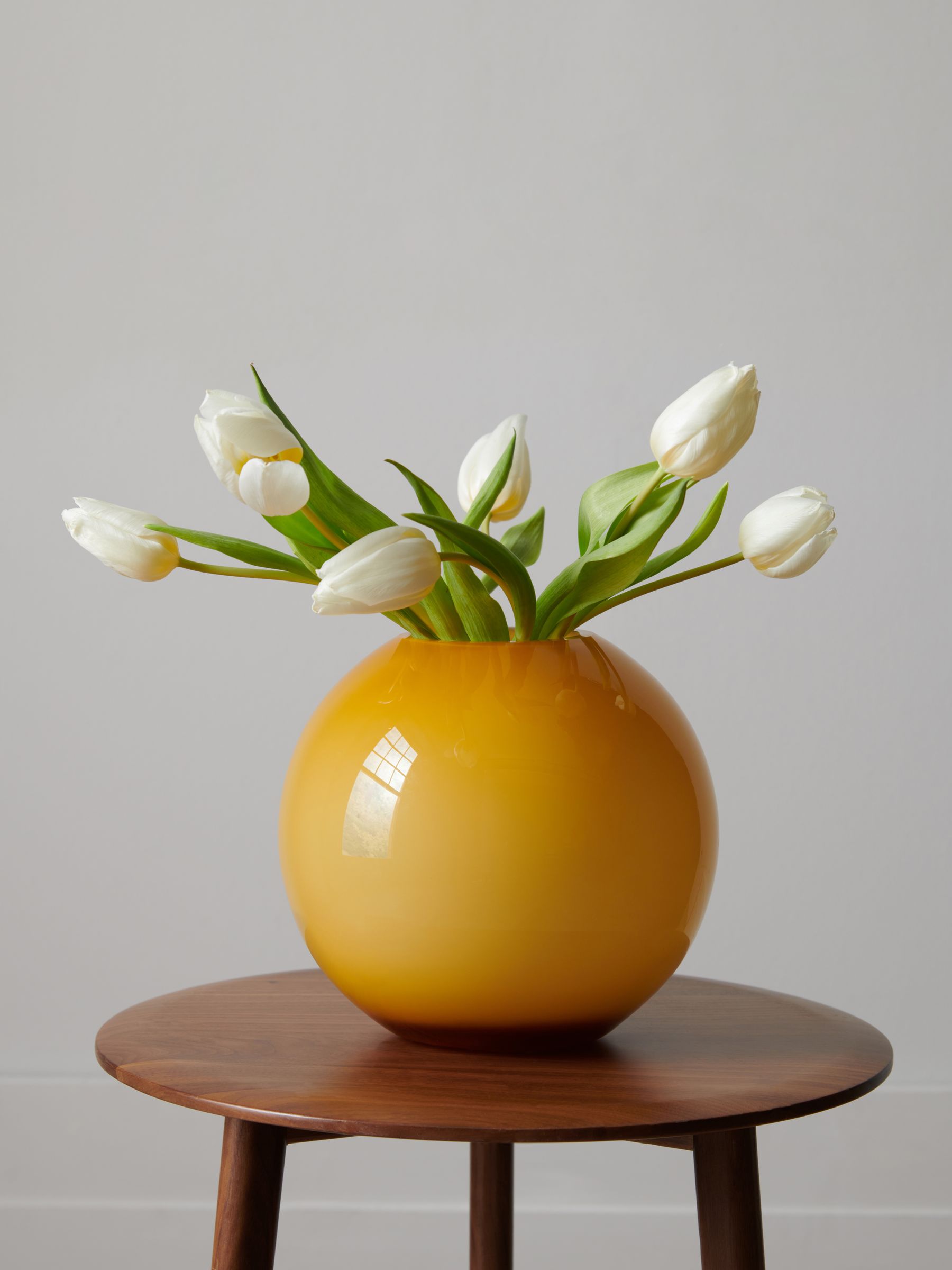 Jasper Conran London Ochre Yellow Sphere Glass Flower Vase