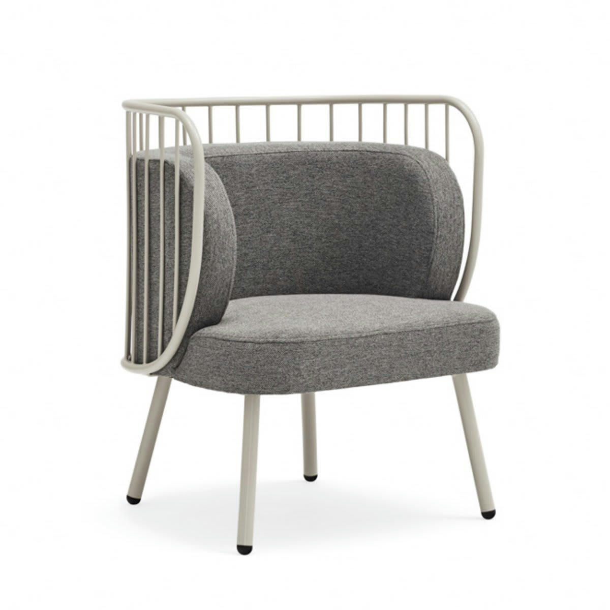 NABI - Fauteuil contemporain en tissu et métal beige