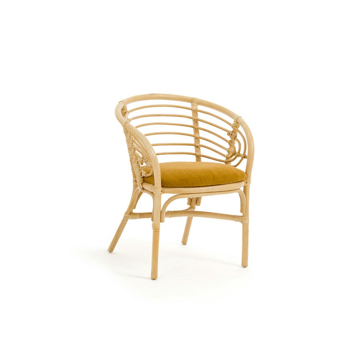 Fauteuil de table rotin et velours, Dhony