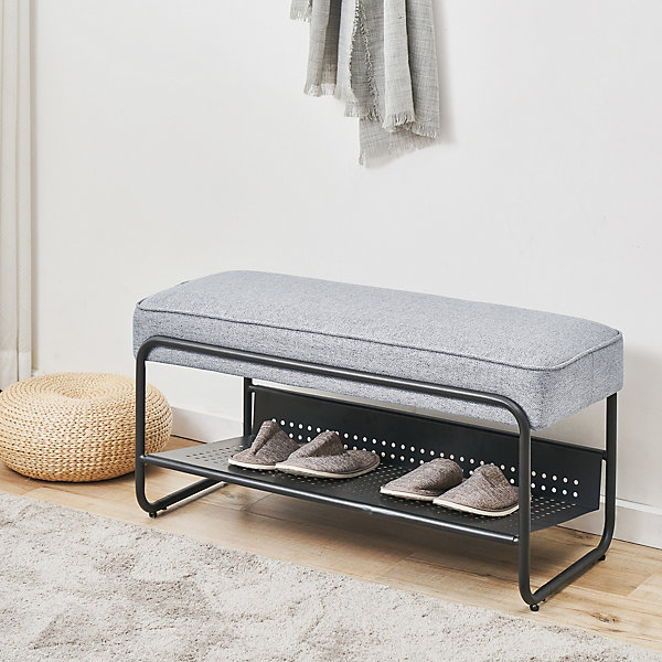 Banc à chaussures Lillehammer 90 x 37 x 42 cm gris en.casa