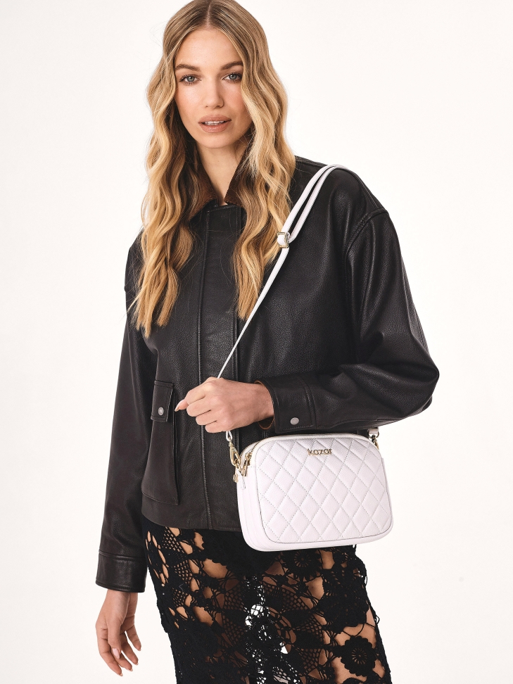 White handbag with striking quilting
