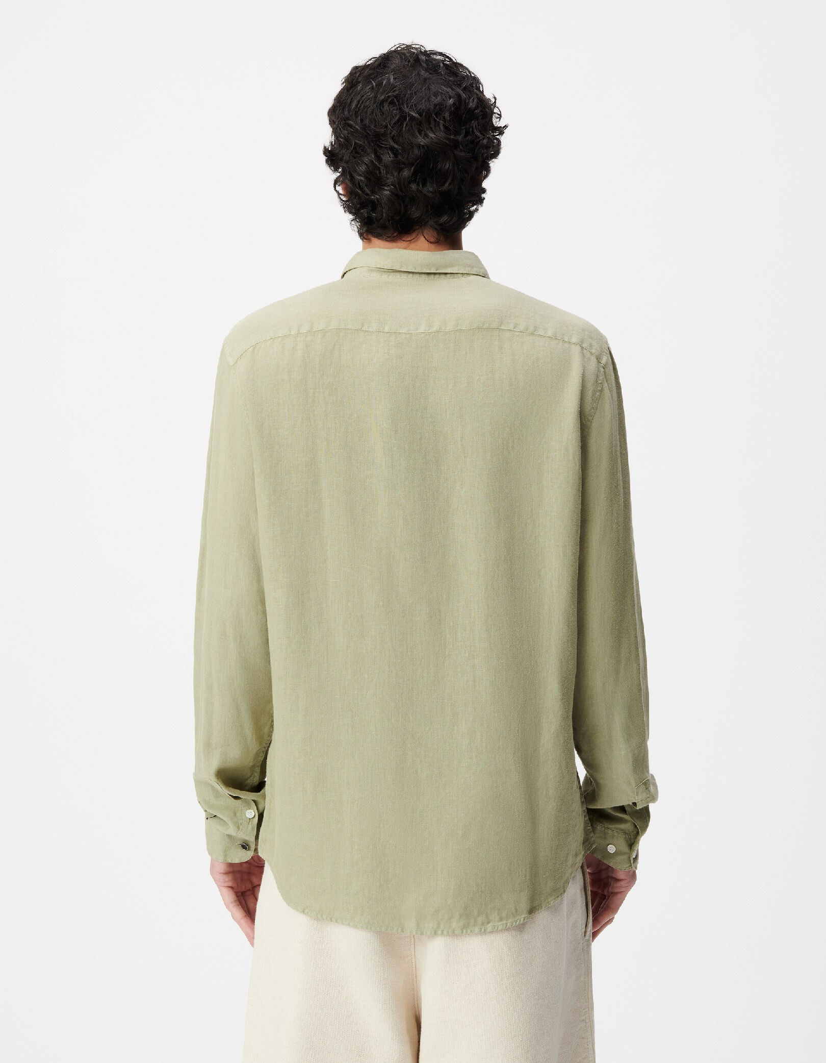 Chemise slim verte 100% lin Homme