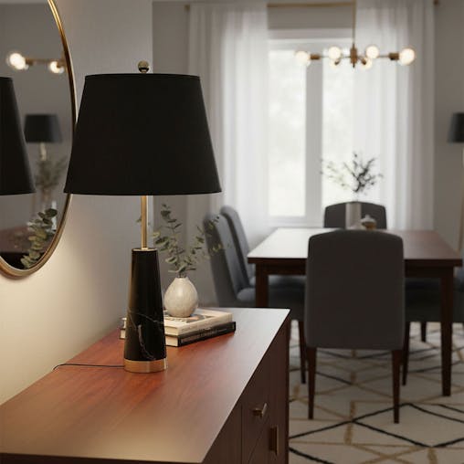SOGA 68cm Black Marble Bedside Desk Table Lamp Living Room Shade with Cone Shape Base