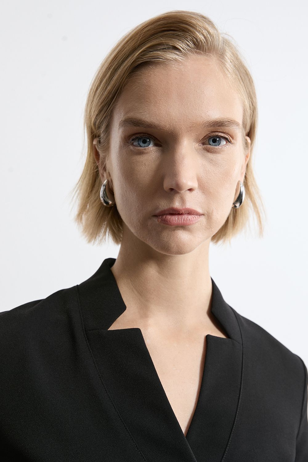 KarenMillen Forever Tailored Crepe Military Pleat Notch Neck Wrap Mini Dress