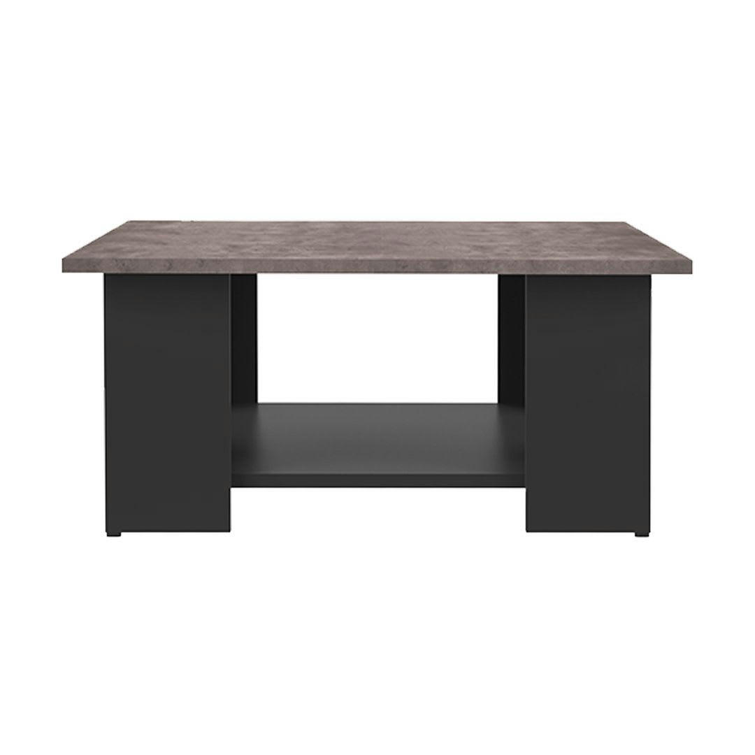 SQUARE - Table basse effet bois noir et béton