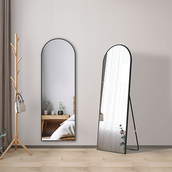 Miroir sur pied ou suspendu 54 x 163 cm (L x H), miroir complet arqué noir, AICA SANITAIRE